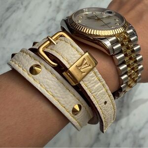 LOUIS VUITTON M91846 Suhali Brass Les Double Tours Bracelet, Women's, Leather,